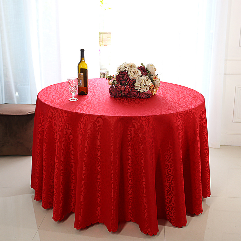 Cross-Border Factory Hotel Restaurant Polyester Tablecloth Plain Crochet Conference Tablecloth Wedding Jacquard round Tablecloth