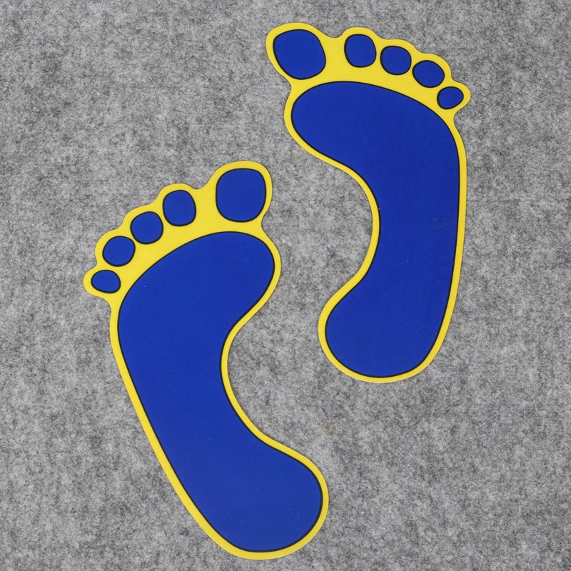 创意小脚丫消防安全警示夜光地贴 安全出口通道荧光标识提示贴