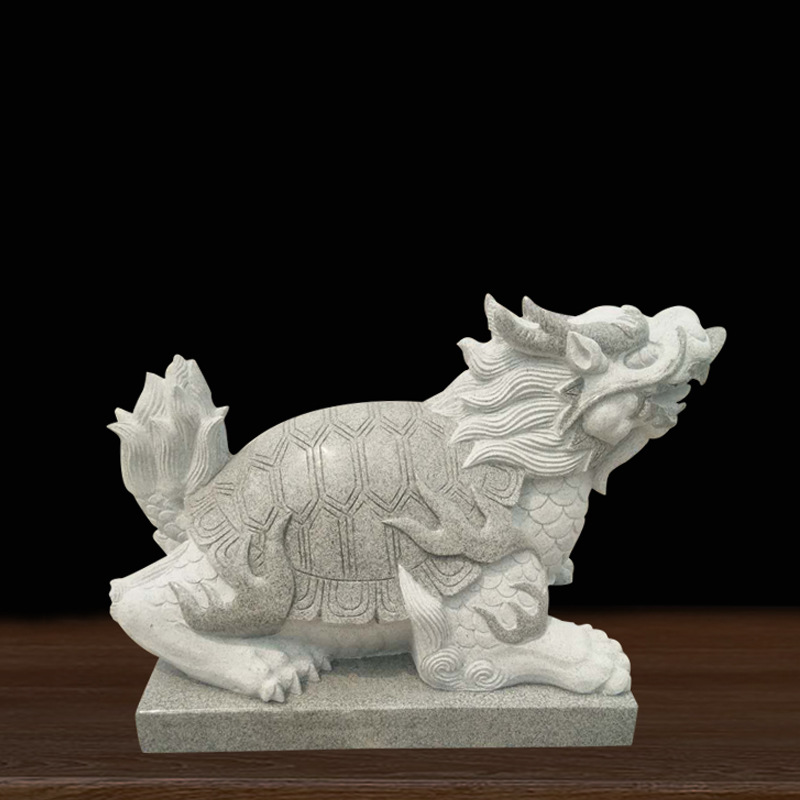 新品手工芝麻灰花岗岩龙龟园林庭院水池石雕动物装饰摆件
