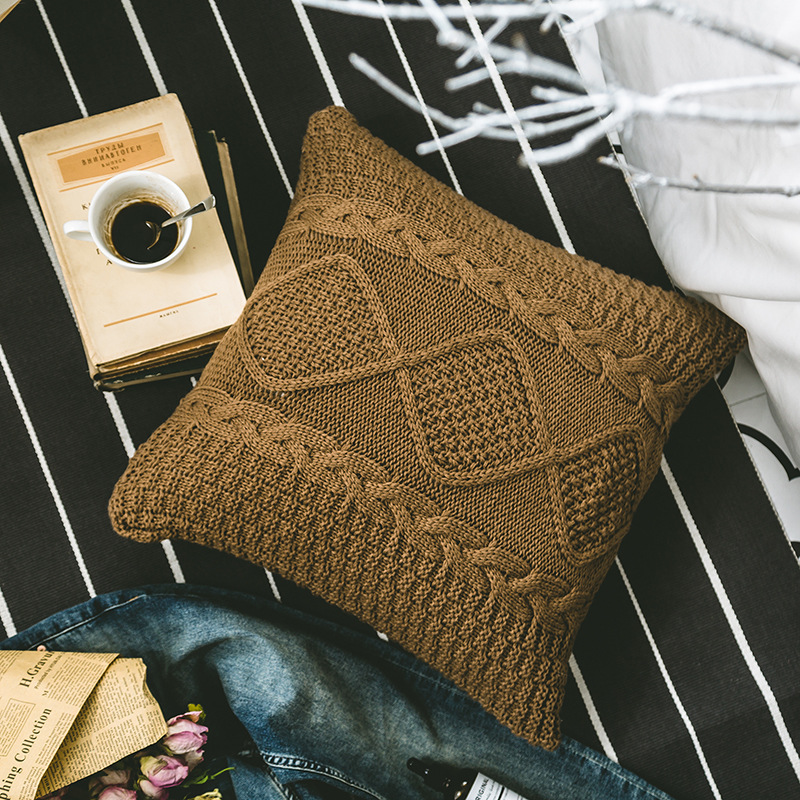 Tiya Rhombus Knitted Pillow Home Soft Decoration Accessories Pillow Cover Nordic Photography Props without Core