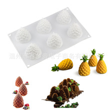 6连菠萝松果慕斯硅胶模具 意大利同款烘焙模具