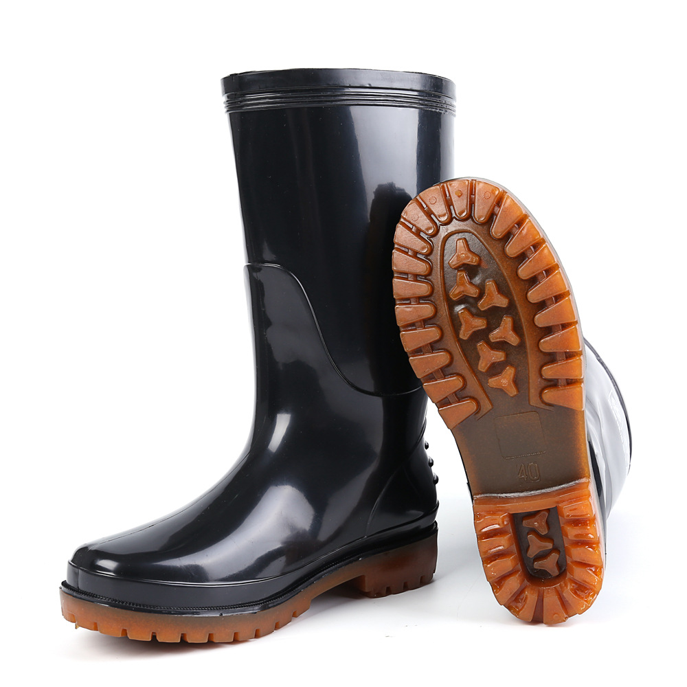 3531中筒雨鞋男1508黑三防劳保鞋pvc中帮雨鞋水鞋胶鞋源厂家批发