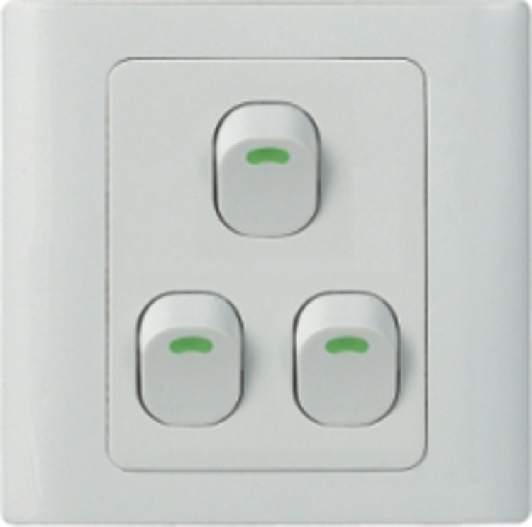 三开单控墙壁开关暗装家用装修白色墙壁拇指开关三联单控翘板