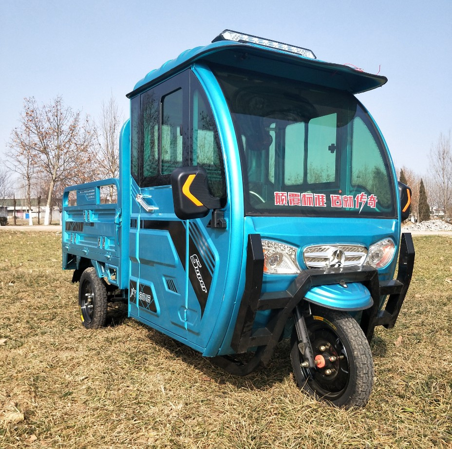 客货两用半封闭式电动三轮车载客拉货半棚电动三轮货车代步车接送