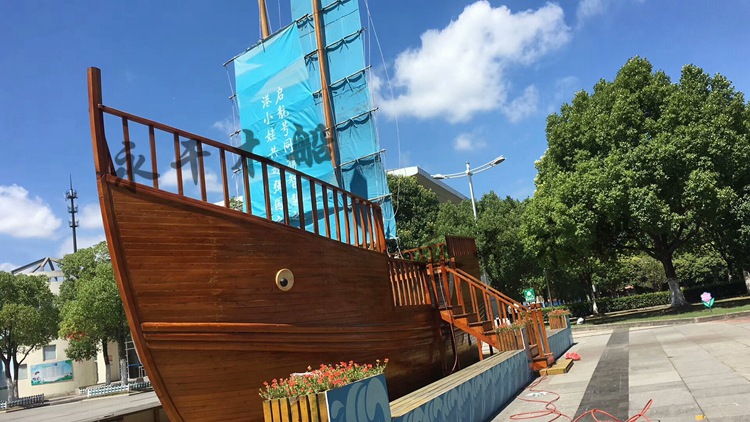 定制各类木质帆船 古运河漕船 海贼王海盗船 景观装饰船
