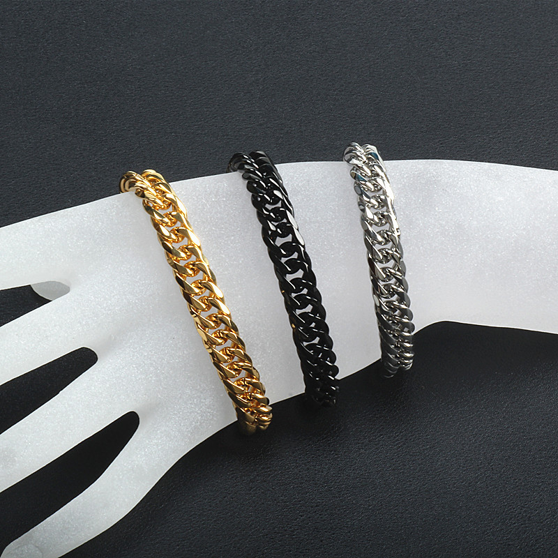 南美饰品批发欧美外贸跨境 简约钛钢牛仔链条 不锈钢手链 ipg电镀