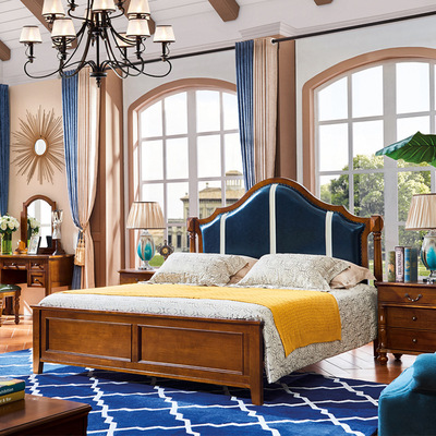 美佳乐实木床 美式全实木大床1.8米双人大床卧室家具1.5米婚床