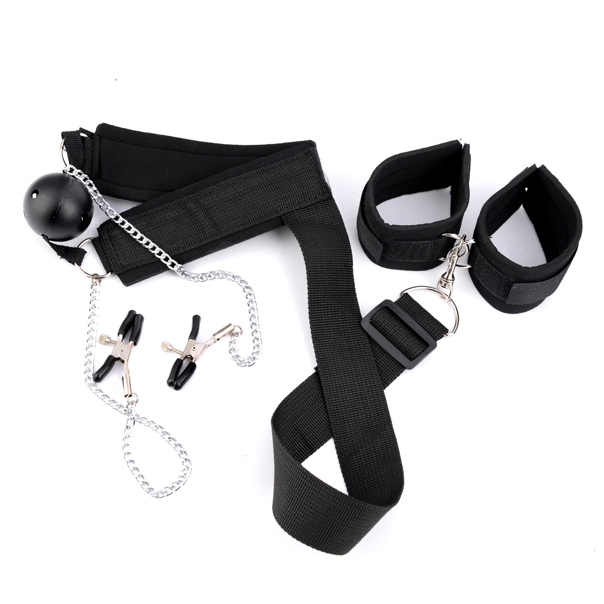 另类捆绑束缚乳夹手铐反手颈口塞夫妻玩具成人用品批发