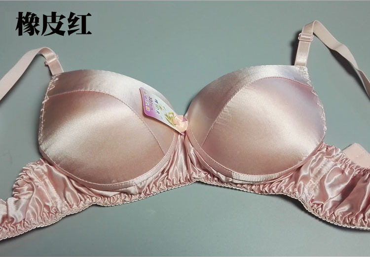 素色双面全真丝文胸女士内衣桑蚕丝有钢圈丝绸光滑吸汗舒适薄款