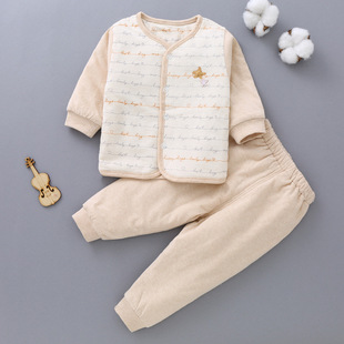 2018春秋冬款婴幼儿内衣纯棉新生儿宝宝保暖无骨彩夹棉衣服童套装