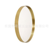 北欧黄铜浴室镜圆形壁挂洗手间化妆镜卫生间金色梳妆镜玄关妆容镜