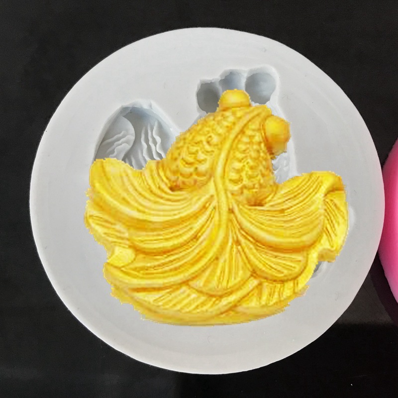diy烘焙 新品金鱼 锦鲤鱼硅胶翻糖模 杯子蛋糕装饰模具 烘焙工具