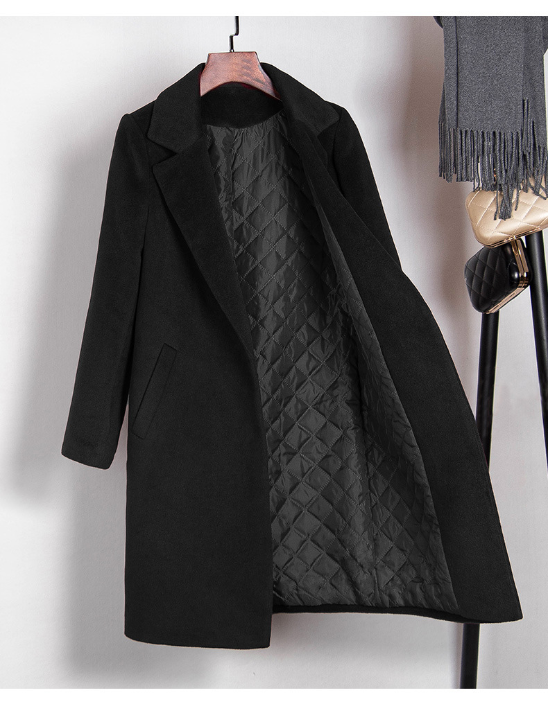 赫本风毛呢大衣女中长款加厚2019新款秋冬季黑色呢子外套gp1716