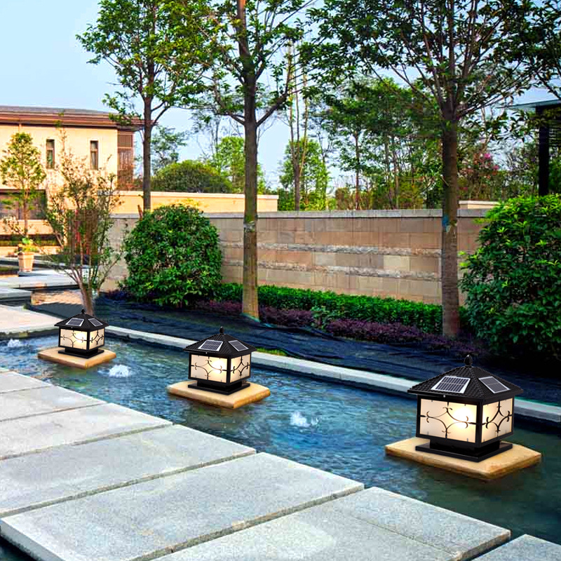 新款太阳能围墙灯柱头灯 太阳能灯户外门柱灯家用庭院灯防水摇控