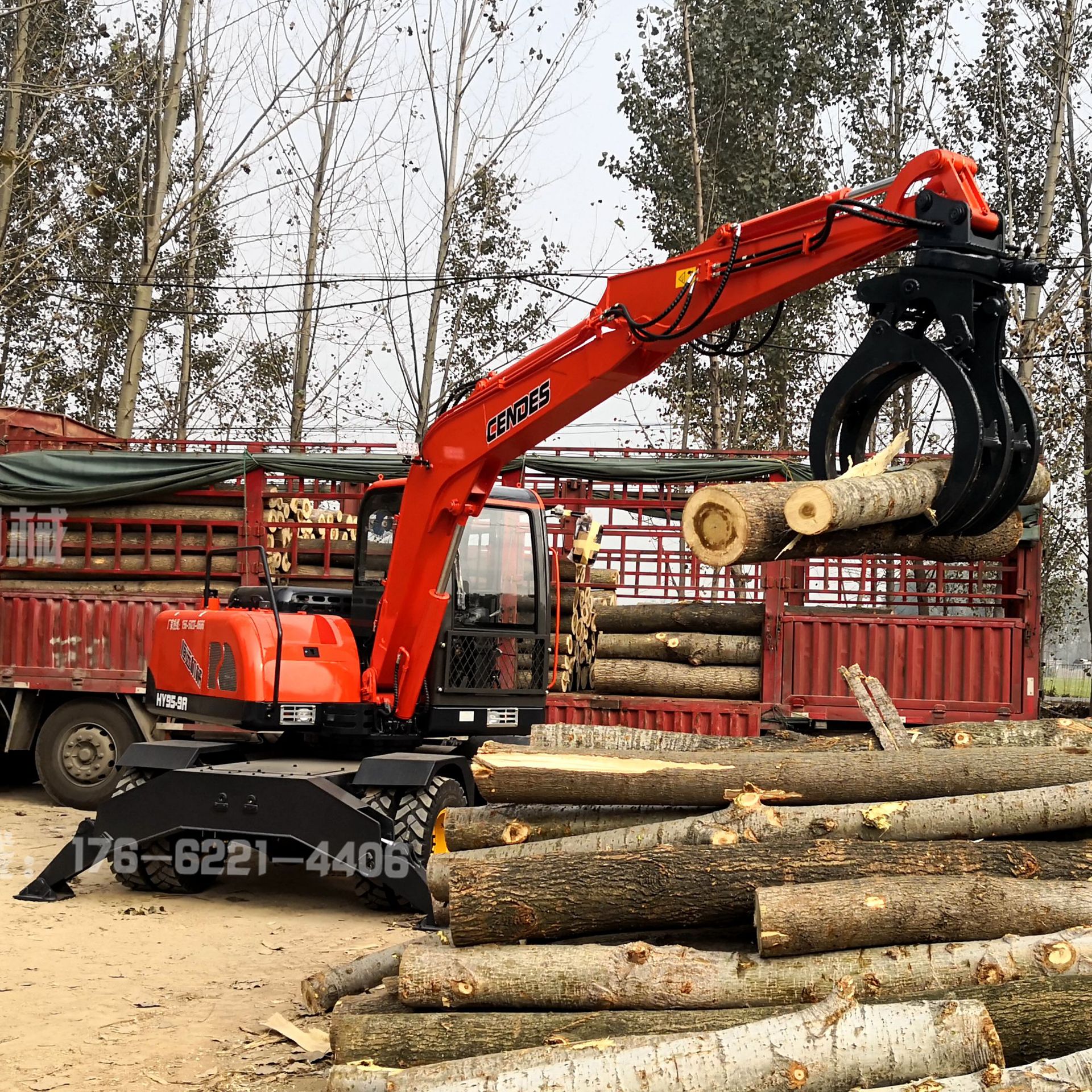 源头直销轮式抓木机 劲工挖掘装载机 360旋转抓木器 济宁恒远