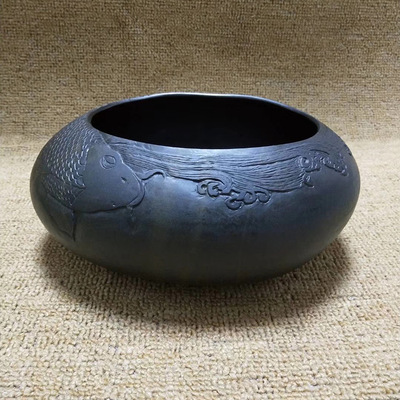 头茶洗天然鹅卵石创意花盆鱼缸原生态精品水仙菖蒲石头砚台笔洗