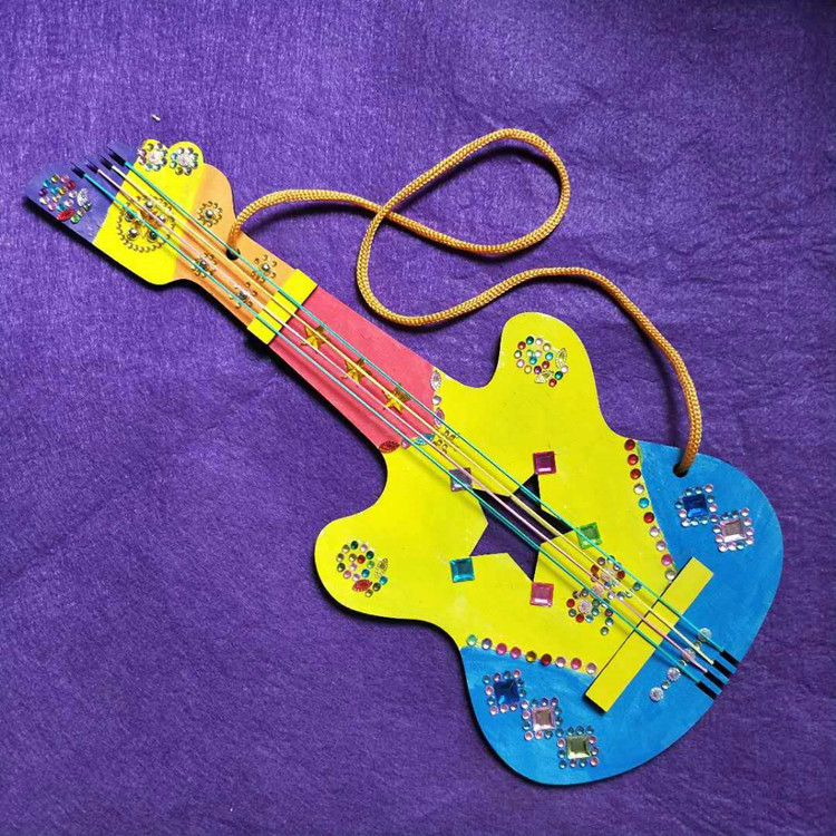 儿童手工diy绘画涂鸦白坯木制吉他幼儿园自制乐器吉它创意材料包