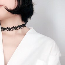 情趣内衣配饰脖子饰品韩国亚马逊爆款欧美黑色颈链项圈蕾丝套装