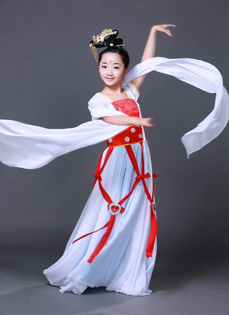 新款飞天舞蹈服水袖舞台服儿童嫦娥古装服装仙女飘逸古典演出服