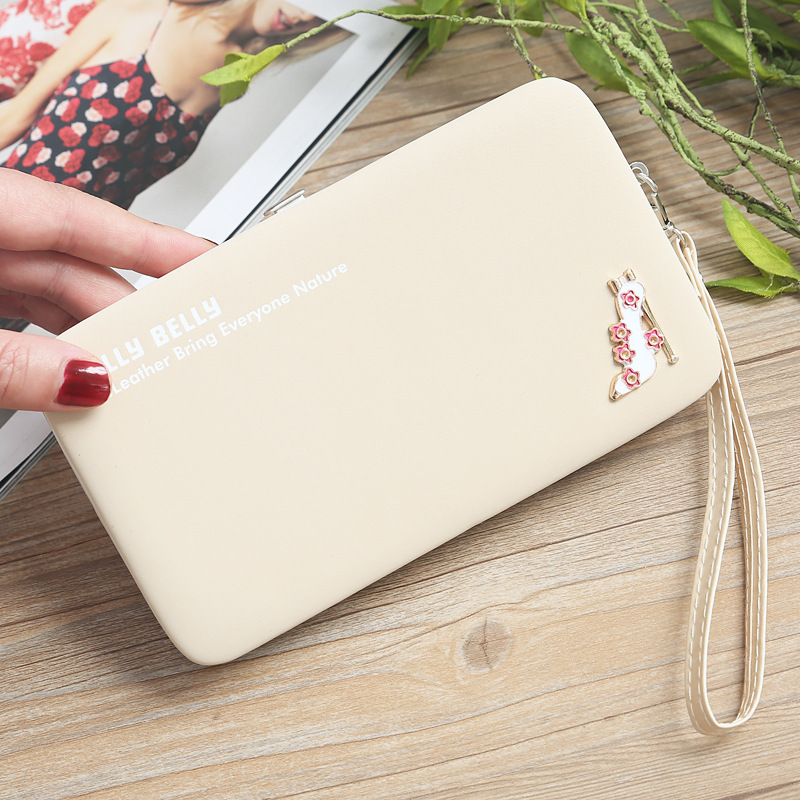 New High Heels Women's Wallet Kelly Belly Solid Color Long Pencil Box Student Clutch Mobile Phone Bag