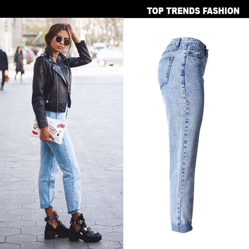 European and American Women's Clothing BF Street Snowflake High Waist Loose Straight-Leg Denim Trousers Large Sizes Availiable Cropped Pants