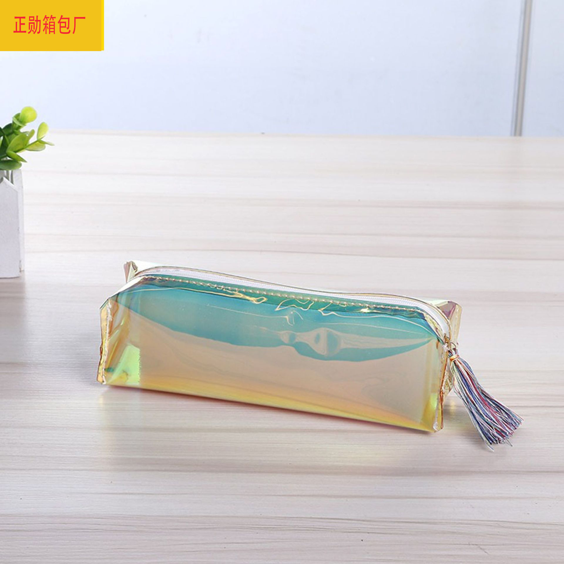 校园风镭射笔袋流苏拉链大容量铅笔包