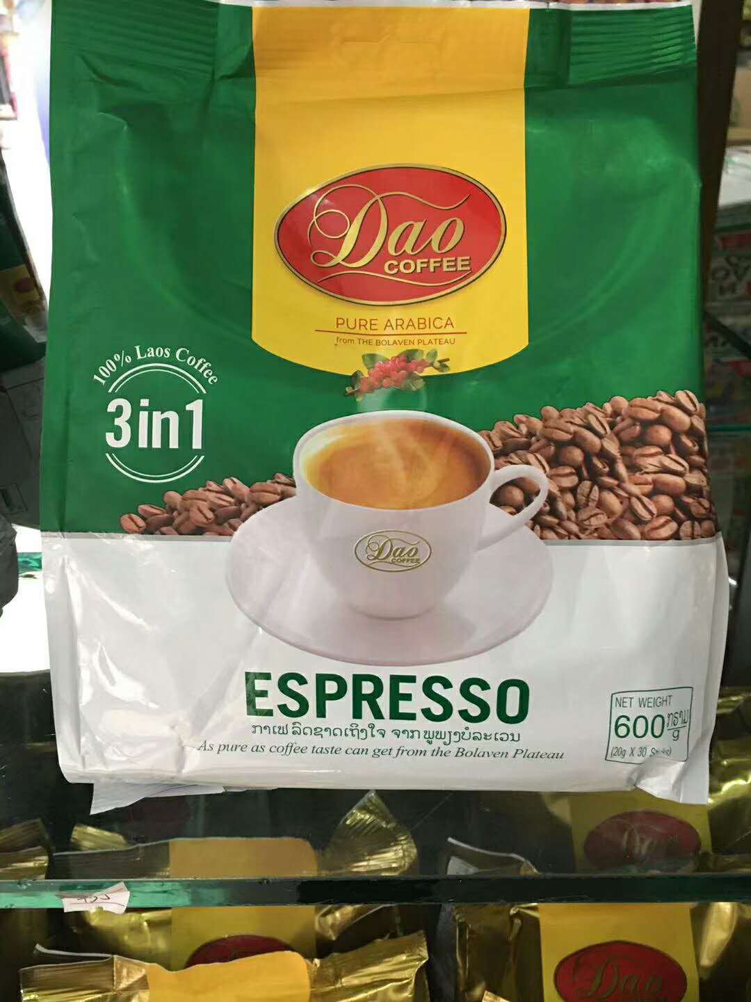 老挝dao牌 三合一速溶咖啡香浓原味600g红袋,香浓