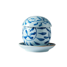 工厂直销 日式陶瓷 酒店餐具 手绘釉下彩 球形蛋盅蛋碗 勾藤系列