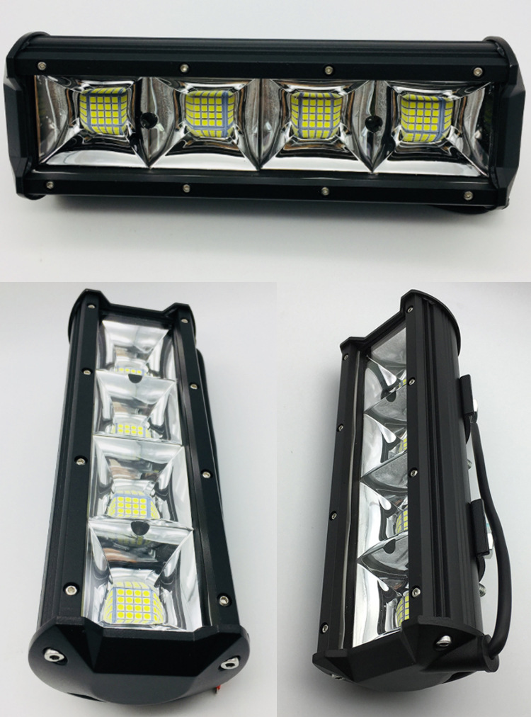 汽车led三目款长条灯12v强光射灯24v前杠灯中网灯车顶射灯led爆闪