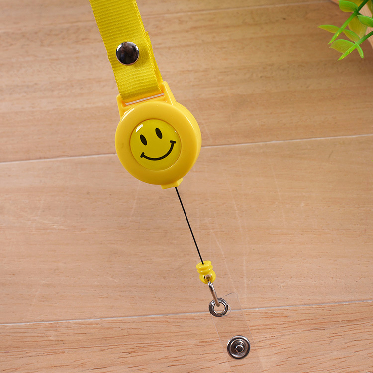 5cm收缩绳笑脸易拉扣挂绳 工作证签到卡胸牌证件挂绳