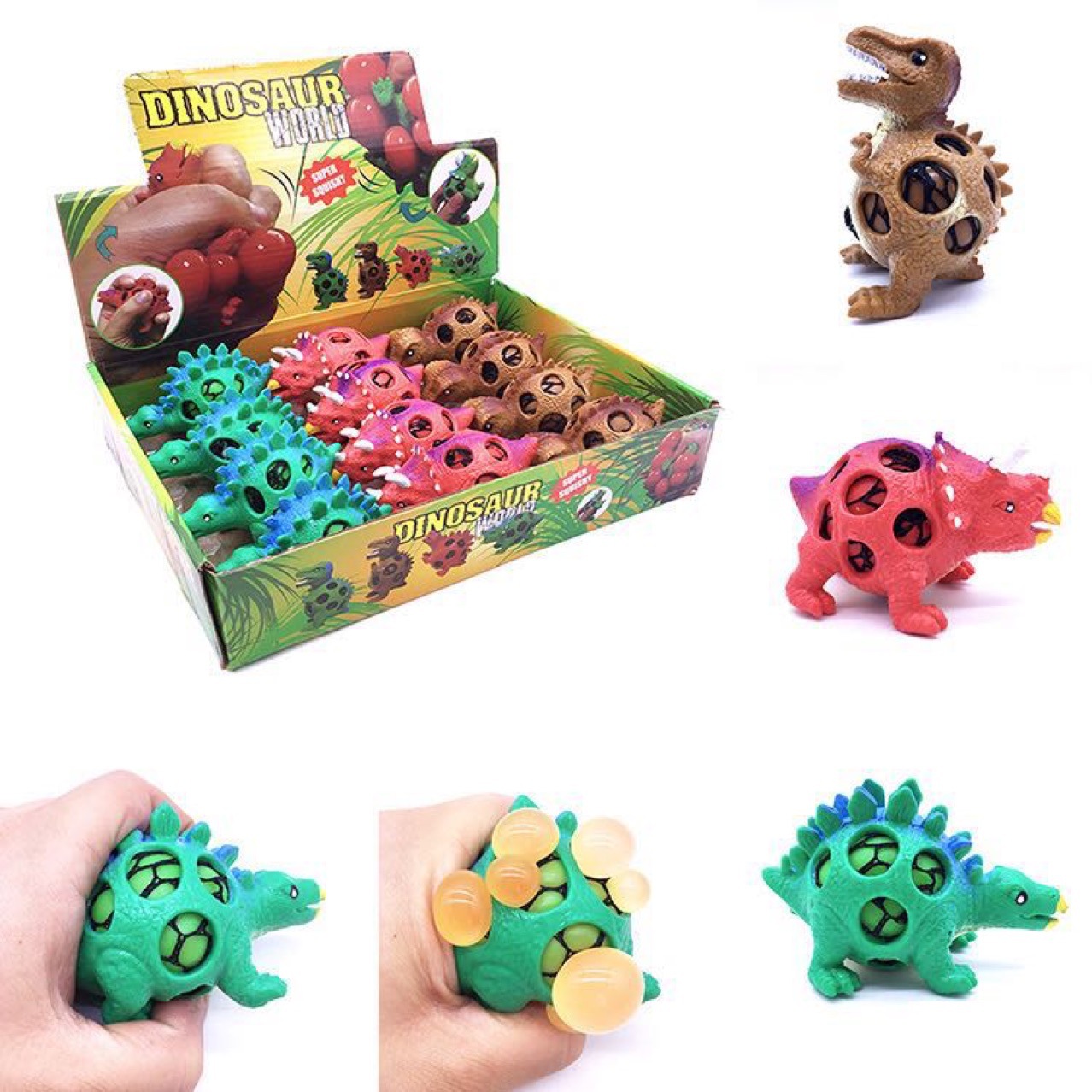 减压彩色恐龙发泄球创意解压球古怪捏捏乐发泄玩具成人儿童礼物