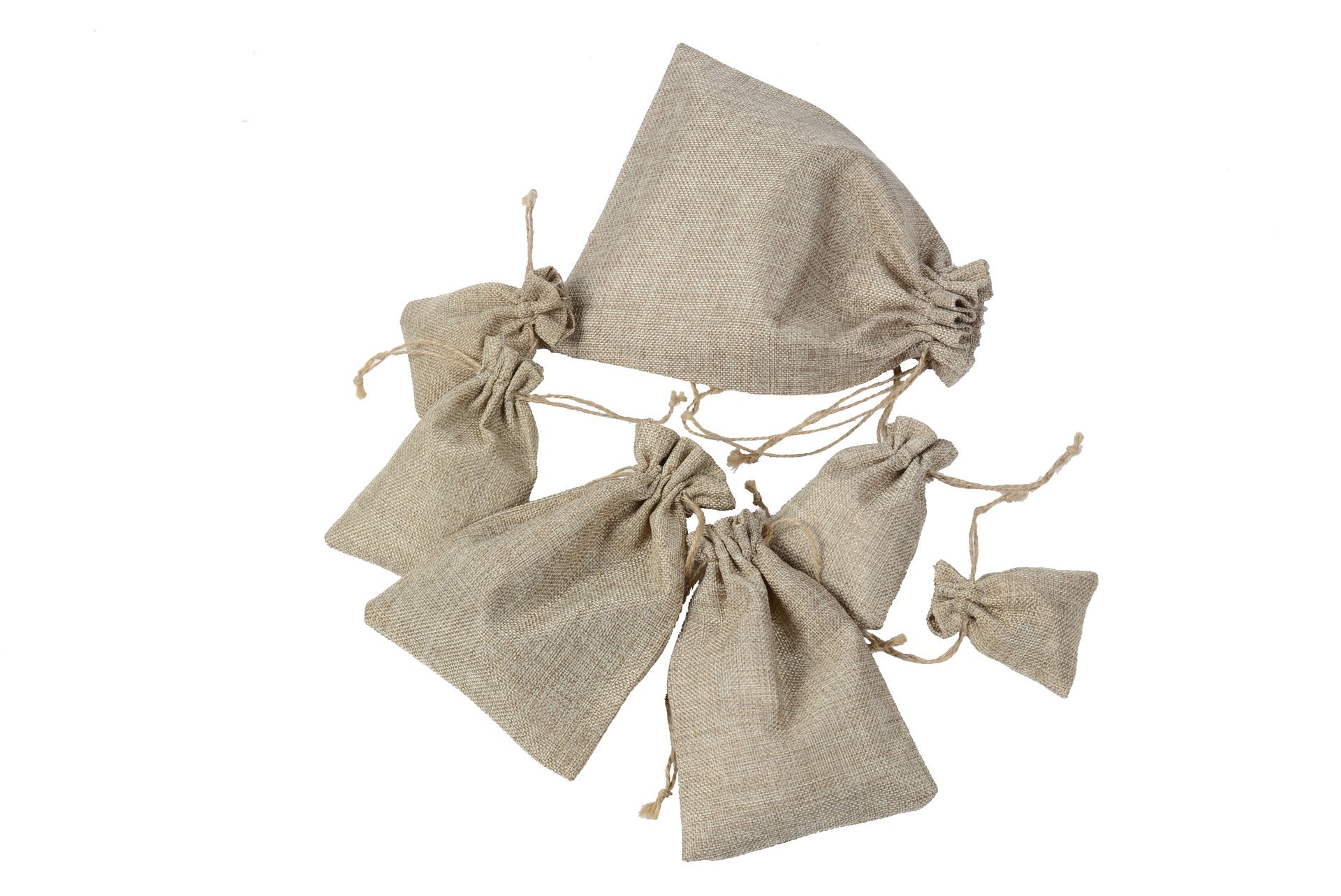 抽绳麻布袋 束口彩色双层亚麻中草药咖啡豆礼品包装麻布束口袋