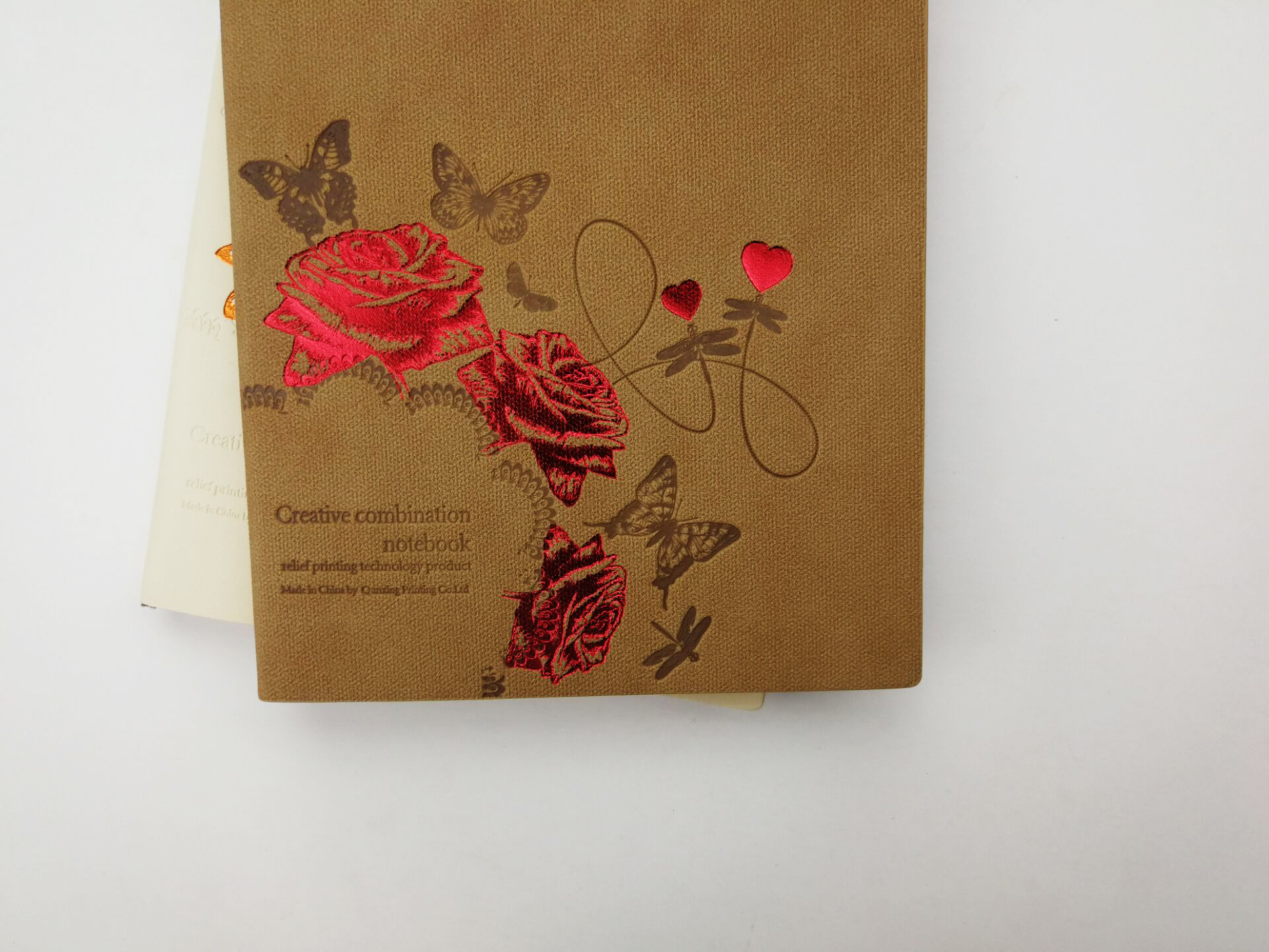 定制烫红金平装软皮压花笔记本a5 高档做旧黄纸皮面笔记本出口