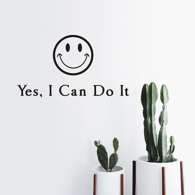 ins北欧风笑脸英文字母墙贴创意客厅背景墙纸装饰儿童房间自粘pvc