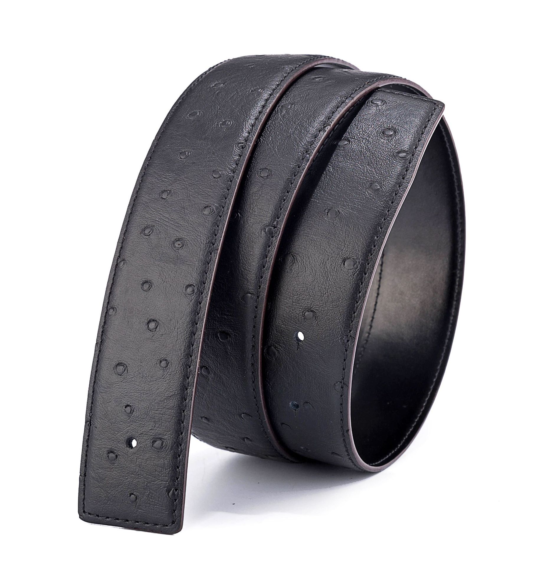 男士真皮腰带条 高端品质 原版驼鸟纹双面进口头层牛皮圆孔皮带身