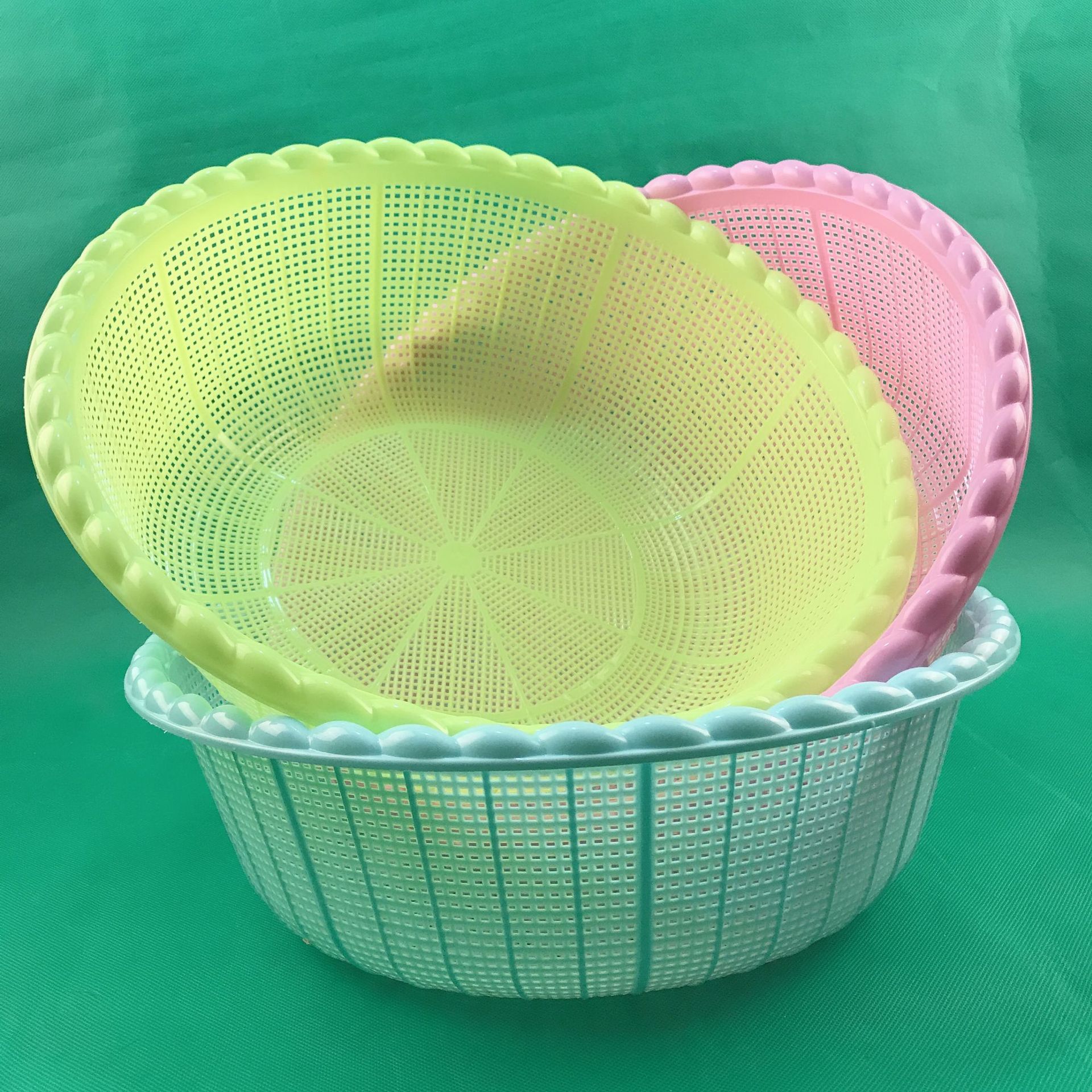 塑料圆形淘米筐洗米筛淘米箩洗菜箩草莓篮子塑料一元店货源批发