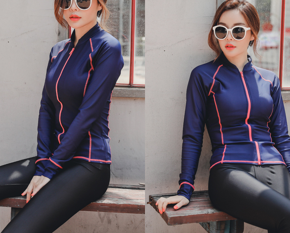 女士专业练习比赛用竞技泳装 日本长袖长裤拉链防晒速干泳装2019