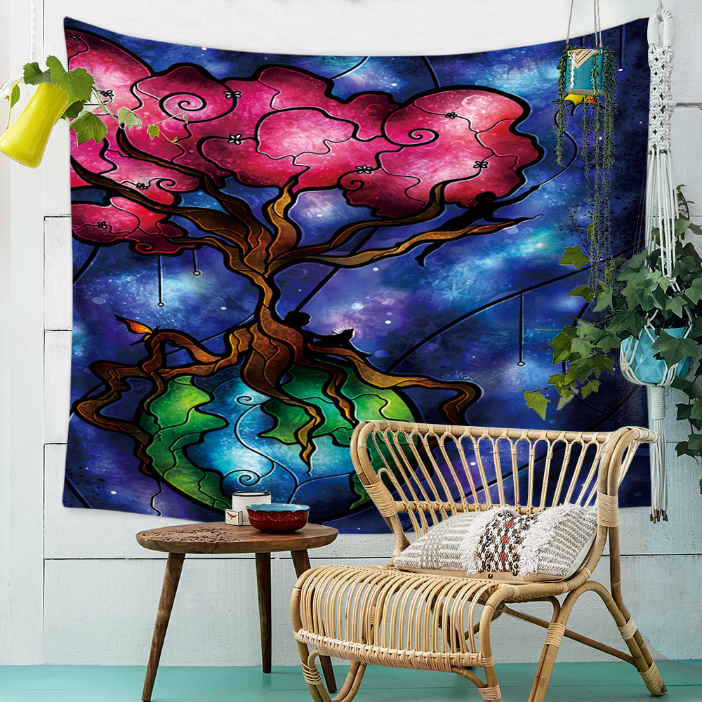 2018厂家直销跨境北欧美人鱼插画 多功能 挂毯 坐毯 壁挂 沙滩巾