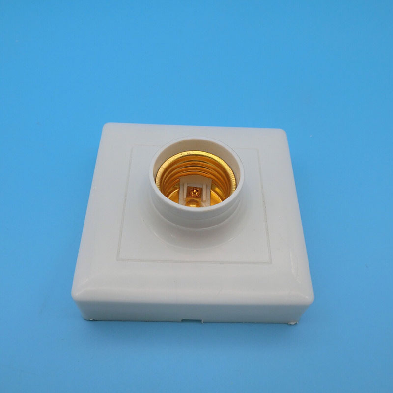 86方型e27平灯座明装螺口灯头节能灯led平灯座塑料防水灯头直销