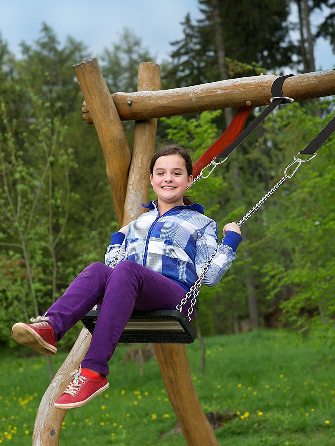 户外秋千吊床加固加宽加长连接带绑带专用超粗织带绑绳配登山扣