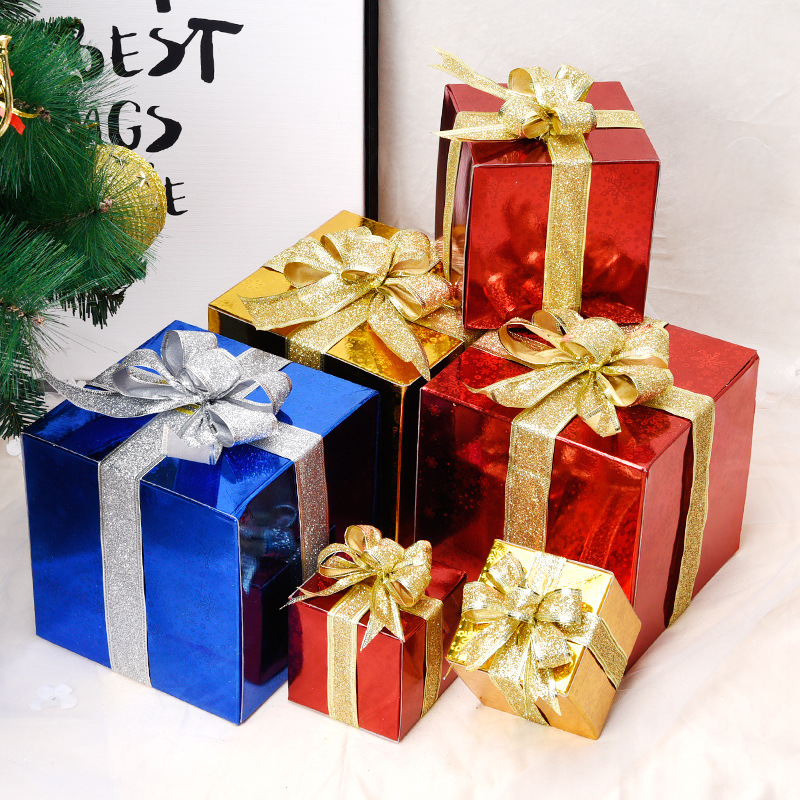 New Christmas Gift Box Bar Shopping Window Art Gallery Christmas Tree Decorative Gift Box Bright and Hard Gift Box