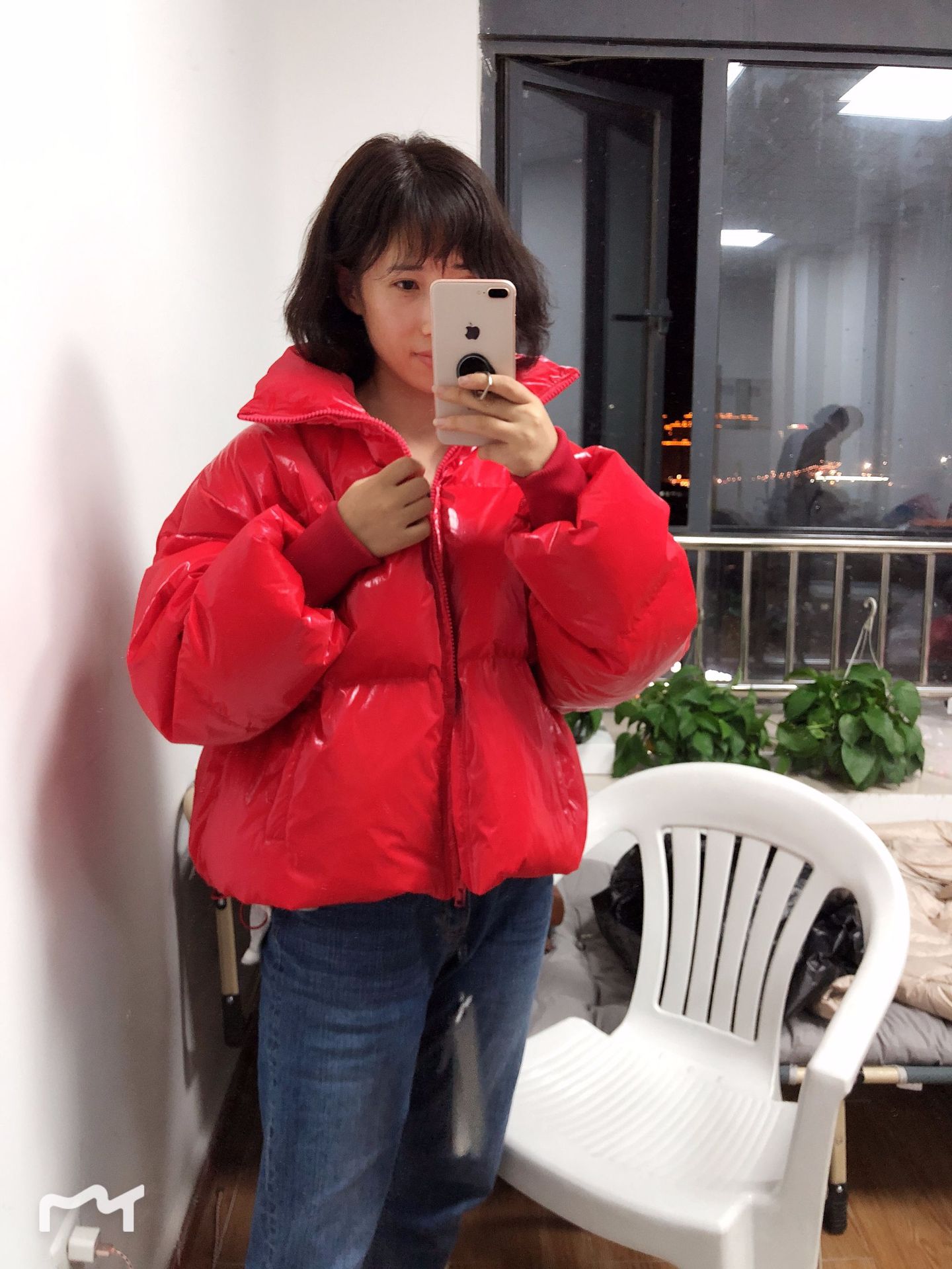 2018新款羽绒服女加厚白鸭绒冬装韩版宽松袖子贴标字母lucky five