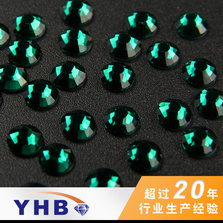 Foreign Trade Hot Selling Popular Clothing Accessories Swarovski Rhinestone Emulation Green round Rhinestone Ormanent DIY Accessories Flat Bottom Colorful Crystals