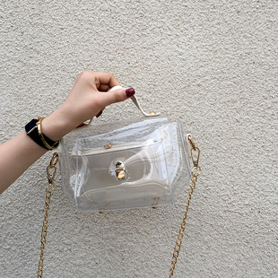 夏季新款pvc防水透明包包水晶果冻单肩包子母包休闲沙滩手提女包