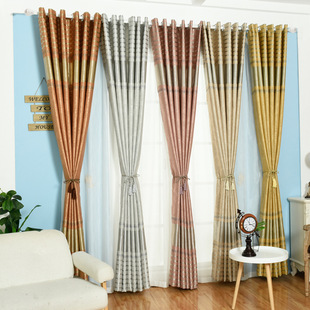 批发酒店工程遮光双飘带压花窗布卧室客厅遮光成品窗帘布厂家直销