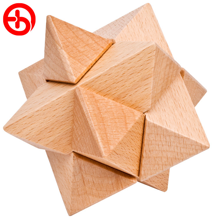 木星 古典益智玩具孔明锁鲁班锁 榉木八角球 六角球 解压休闲