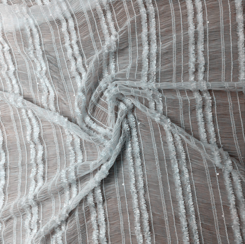 厂家直销白色直条雪纺勾绣 女装童装面料连衣裙演出服布料