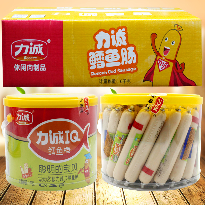 力诚iq鳕鱼棒 原味鳕鱼肠 /芝士/蟹味休闲零食鲜虾味鱼肠 2斤/桶