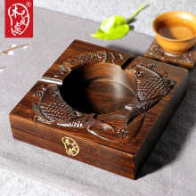 木雕烟灰缸摆件