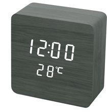 家居木质VST多功能木头钟温度时钟创意数码时钟LED声控电子时钟